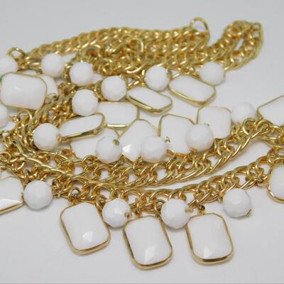 Vintage Chain and White Dangle Necklace