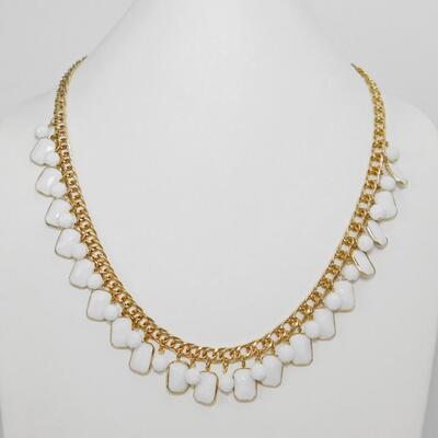 Vintage Chain and White Dangle Necklace