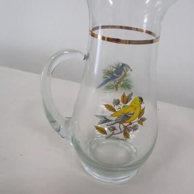 Glass Bird Glasses With Pitcher