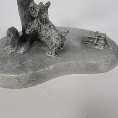 International Pewter Statue/Figurine Boy & Girl Playing In Tree