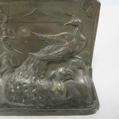 Bronze Bookends SPLENDOR Peacocks
