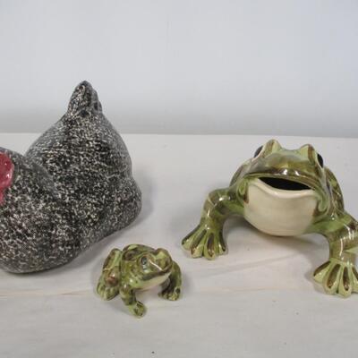 Collection Of Ceramic Decor Chicken & Frogs