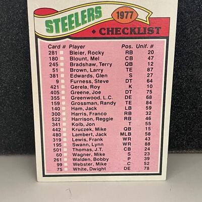 Topps 1977 Steelers checklist