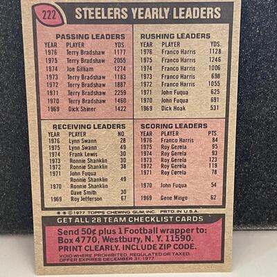 Topps 1977 Steelers checklist