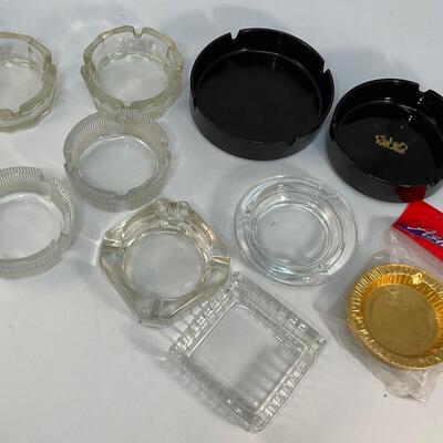 Ashtray Lot - clear glass, black, metal disposables, etc