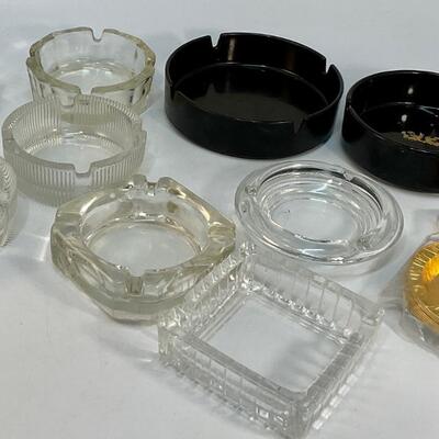 Ashtray Lot - clear glass, black, metal disposables, etc