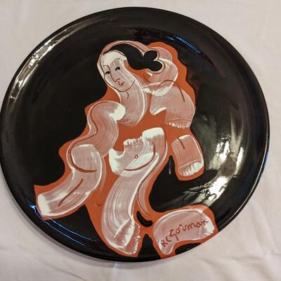 Signed R.C Gorman Original, One of a Kind, Ceramic Plate, Dancing Nude