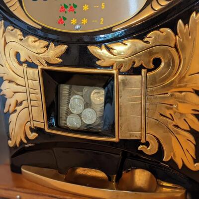 25 Cent Mills Extra Bell Aikens Front Slot Machine, Includes Stand
