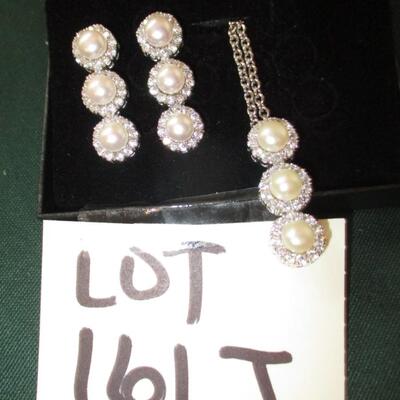 Pearl & Crystal Necklace & Earrings