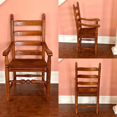 LINK TAYLOR ~ Homespun Maple ~ Maple Dinner Table & Six (6) Ladder Back Rush Seat Chairs