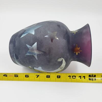 1996 FENTON "THE SUN, MOON & STARS" 1 OF A KIND CUT AMETHYST BY FELICIA ENOCH