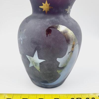 1996 FENTON "THE SUN, MOON & STARS" 1 OF A KIND CUT AMETHYST BY FELICIA ENOCH