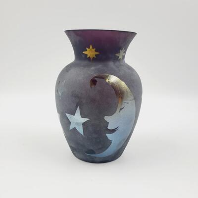 1996 FENTON "THE SUN, MOON & STARS" 1 OF A KIND CUT AMETHYST BY FELICIA ENOCH