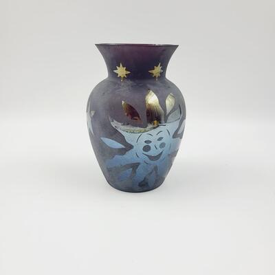 1996 FENTON "THE SUN, MOON & STARS" 1 OF A KIND CUT AMETHYST BY FELICIA ENOCH