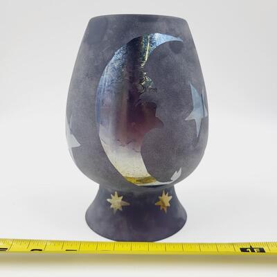 1996 FENTON "THE SUN, MOON & STARS" 1 OF A KIND CUT AMETHYST BY FELICIA ENOCH