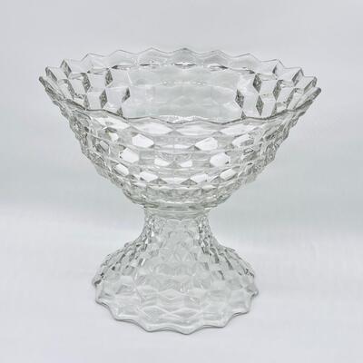 FOSTORIA ~ American ~ Glass Pedestal Punch Bowl & Six (6) Cups