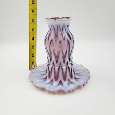 2005 FENTON 100 ANNIVERSARY VIOLET & OPALESCENT SCULPTURED ICE FAIRY LIGHT