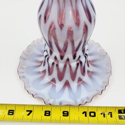 2005 FENTON 100 ANNIVERSARY VIOLET & OPALESCENT SCULPTURED ICE FAIRY LIGHT