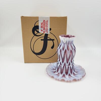 2005 FENTON 100 ANNIVERSARY VIOLET & OPALESCENT SCULPTURED ICE FAIRY LIGHT