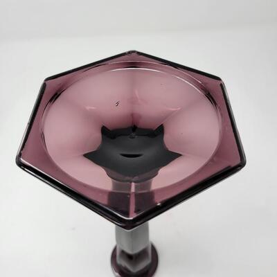2000'S FENTON ART GLASS AMYTHEST CANDLESTICK HOLDERS