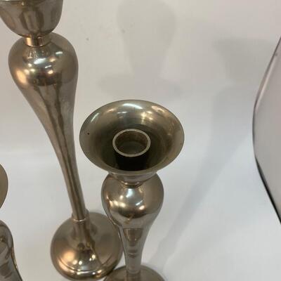 Silver Tone Candlestick Holders Set of 3