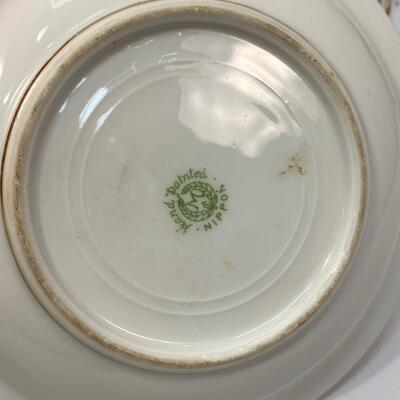 Vintage Small Gold Floral Edge Trinket Dish Bowl & Gold Paned Drink Glass