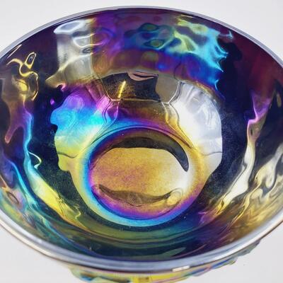 BEAUTIFUL FENTON LEVAY AMETHYST CARNIVAL GLASS  NUDE LADIES ART PIECE (NUMBERED)