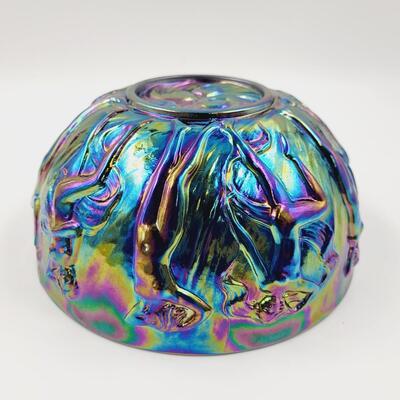 BEAUTIFUL FENTON LEVAY AMETHYST CARNIVAL GLASS  NUDE LADIES ART PIECE (NUMBERED)