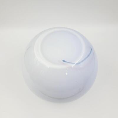 1984 FENTON MEMPHIS BALL (COLBALT INTERIOR) VASE BY DELMER STOWASSER