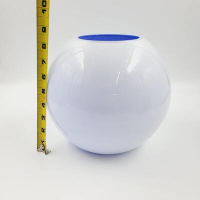 1984 FENTON MEMPHIS BALL (COLBALT INTERIOR) VASE BY DELMER STOWASSER