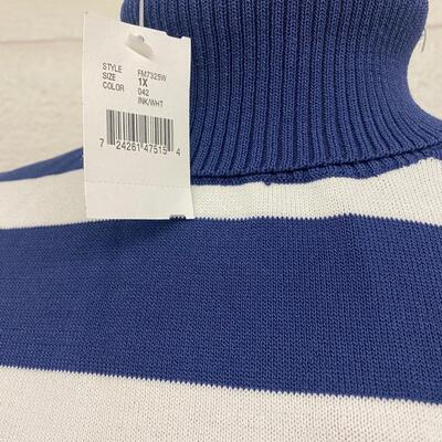 SUTTON STUDIO - NWT WOMENâ€™S STRIPED TURTLE NECK TANK TOP - SIZE 1X