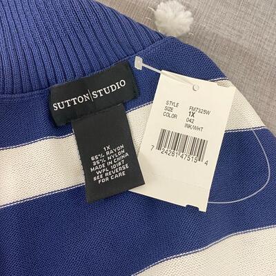 SUTTON STUDIO - NWT WOMENâ€™S STRIPED TURTLE NECK TANK TOP - SIZE 1X