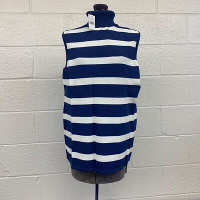 SUTTON STUDIO - NWT WOMENâ€™S STRIPED TURTLE NECK TANK TOP - SIZE 1X