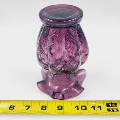 VINTAGE FENTON AMETHYST ART GLASS RIBBED MELON VASE