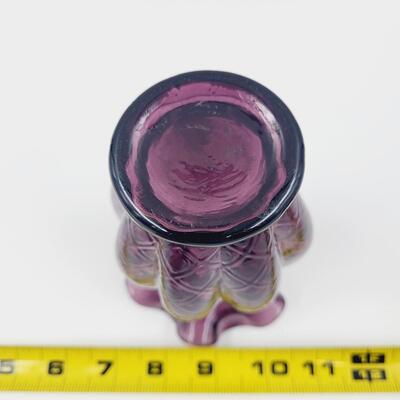 VINTAGE FENTON AMETHYST ART GLASS RIBBED MELON VASE
