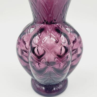 VINTAGE FENTON AMETHYST ART GLASS RIBBED MELON VASE