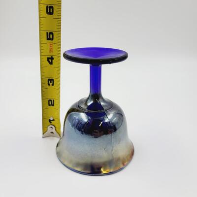 FENTON RIB & HOLLY COLBALT CARNIVAL GLASS GOBLET