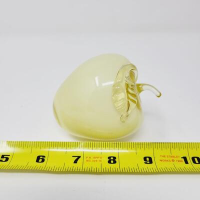 1980'S FENTON ART GLASS CANDLELIGHT YELLOW OVERLAY APPLE