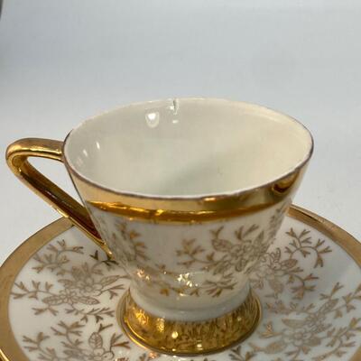 Vintage White w Gold Floral Vine Demitasse Mini Tea Set Unbranded