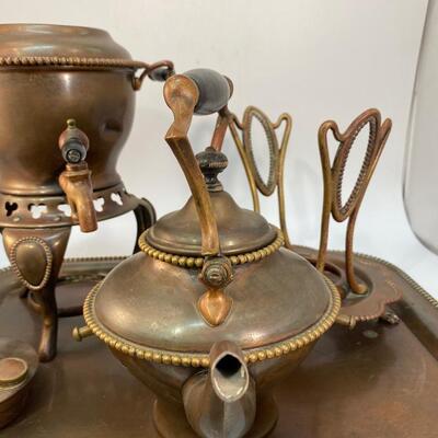 Vintage S. Sternau & Co. "MMB" Monogrammed Copper Tea Coffee Serving Set