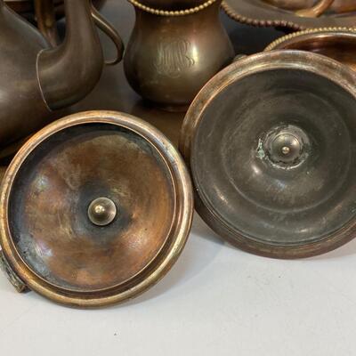 Vintage S. Sternau & Co. "MMB" Monogrammed Copper Tea Coffee Serving Set