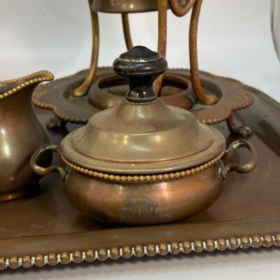 Vintage S. Sternau & Co. "MMB" Monogrammed Copper Tea Coffee Serving Set