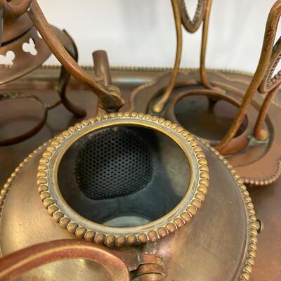 Vintage S. Sternau & Co. "MMB" Monogrammed Copper Tea Coffee Serving Set