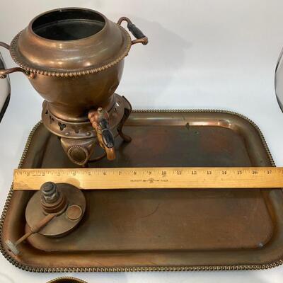 Vintage S. Sternau & Co. "MMB" Monogrammed Copper Tea Coffee Serving Set