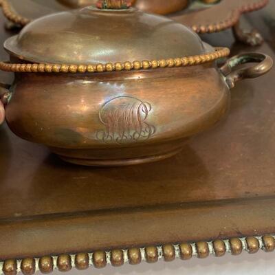 Vintage S. Sternau & Co. "MMB" Monogrammed Copper Tea Coffee Serving Set