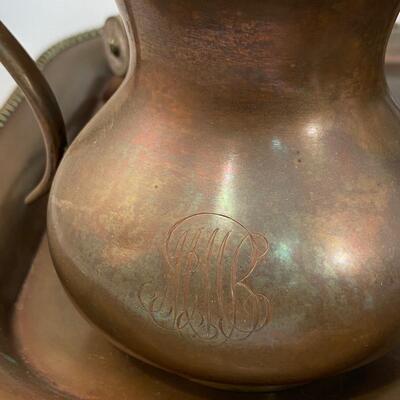 Vintage S. Sternau & Co. "MMB" Monogrammed Copper Tea Coffee Serving Set