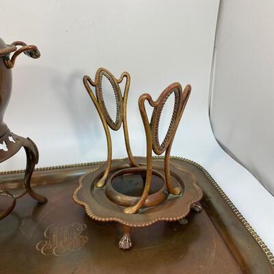 Vintage S. Sternau & Co. "MMB" Monogrammed Copper Tea Coffee Serving Set