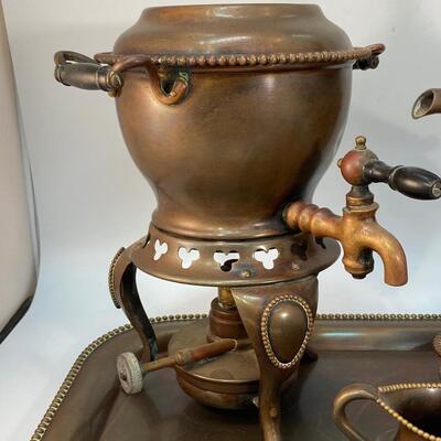 Vintage S. Sternau & Co. "MMB" Monogrammed Copper Tea Coffee Serving Set