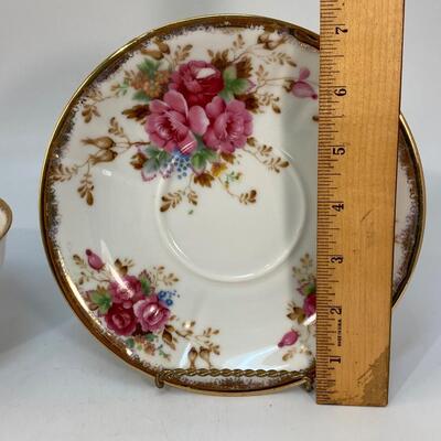 Vintage Oversized Pink Rose Floral Teacup and Saucer
