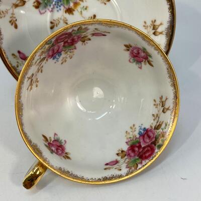 Vintage Oversized Pink Rose Floral Teacup and Saucer
